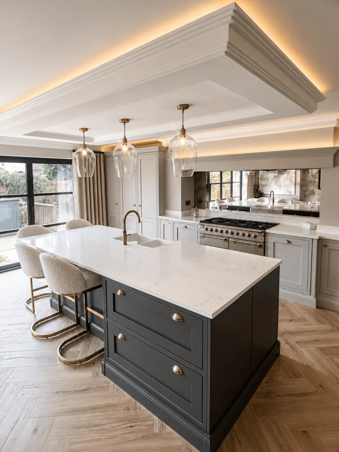 A Refined Two-Tone Classic Contemporary Kitchen